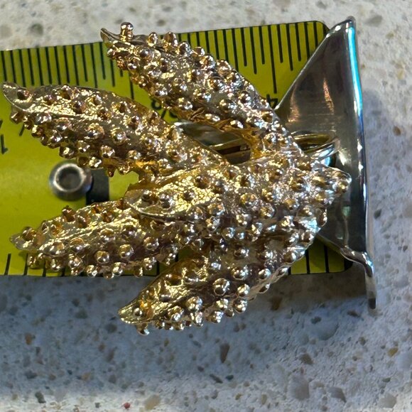 Vintage Sarah Coventry Brooch & Clip-On Earrings Set  Gold-Tone Wind Flower - Picture 12 of 16